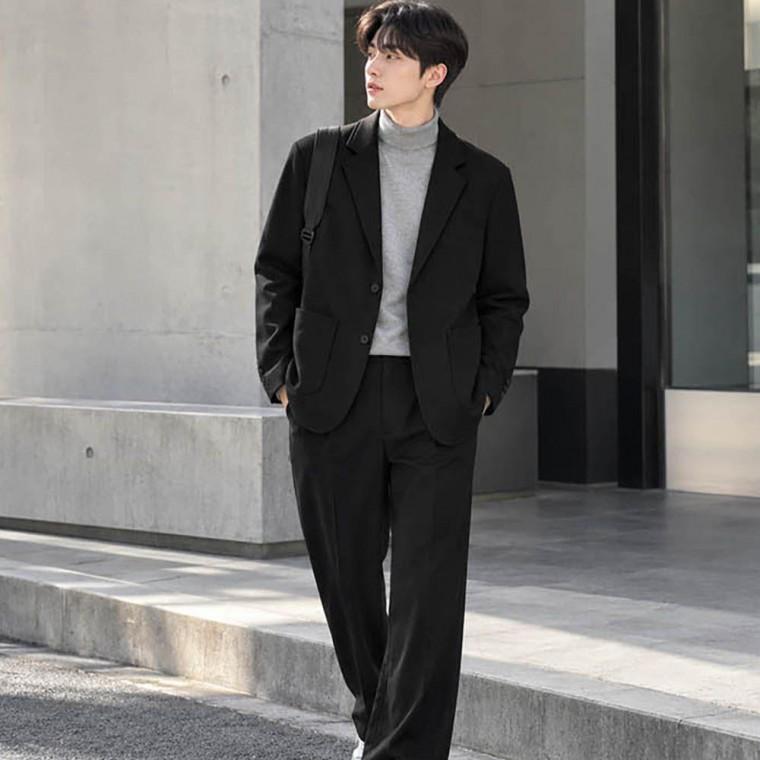 남성 캐주얼 하객룩 출퇴근룩 단색 블레이저 자켓 상의