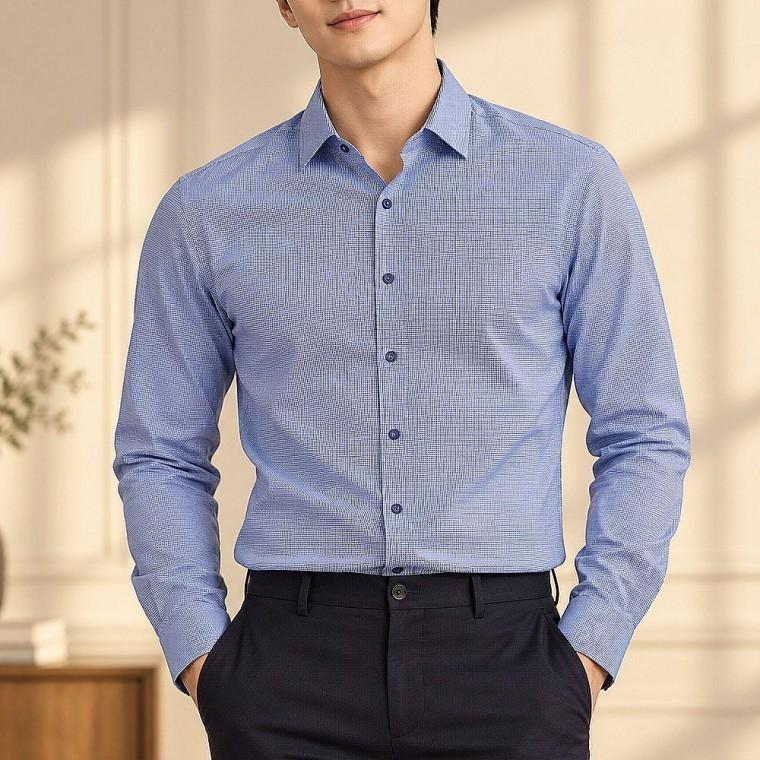 남성 베이직 체크 수트핏 긴팔 데일리룩 출근룩 셔츠