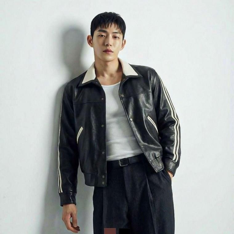 남자 파이핑 배색 크롭 캐주얼 레더 자켓 아우터