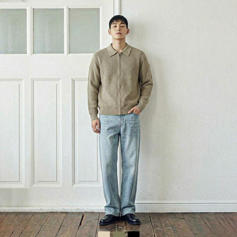 남자 패턴 니트 집업 가디건 데일리룩 겨울 아우터