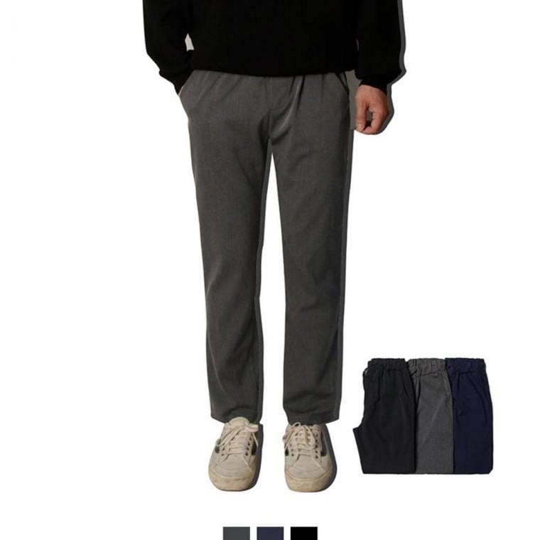 남성 기본핏 9부 밴딩 스판 슬랙스 데일리 바지