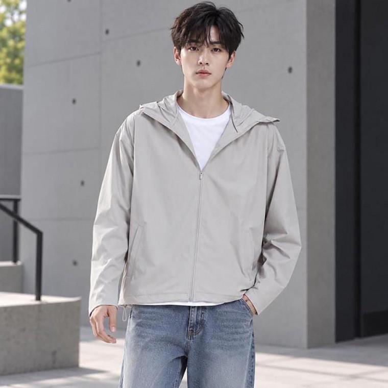 남성 햇빛 차단 하이넥 넉넉 후드 얇은 집업 아우터