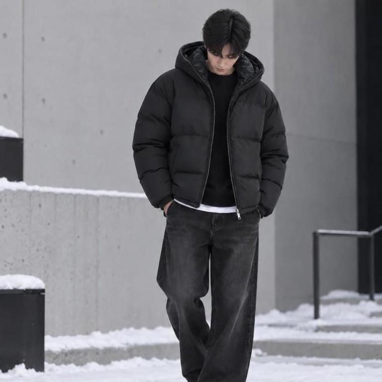 남성 캐주얼 스트릿 패션 양면 리버시블 후드 패딩