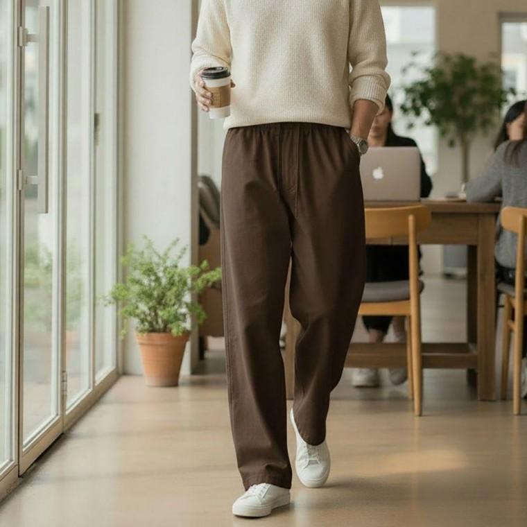 남성 트렌디 벌룬핏 다트 절개 외출 패션 밴딩 바지 슬랙스