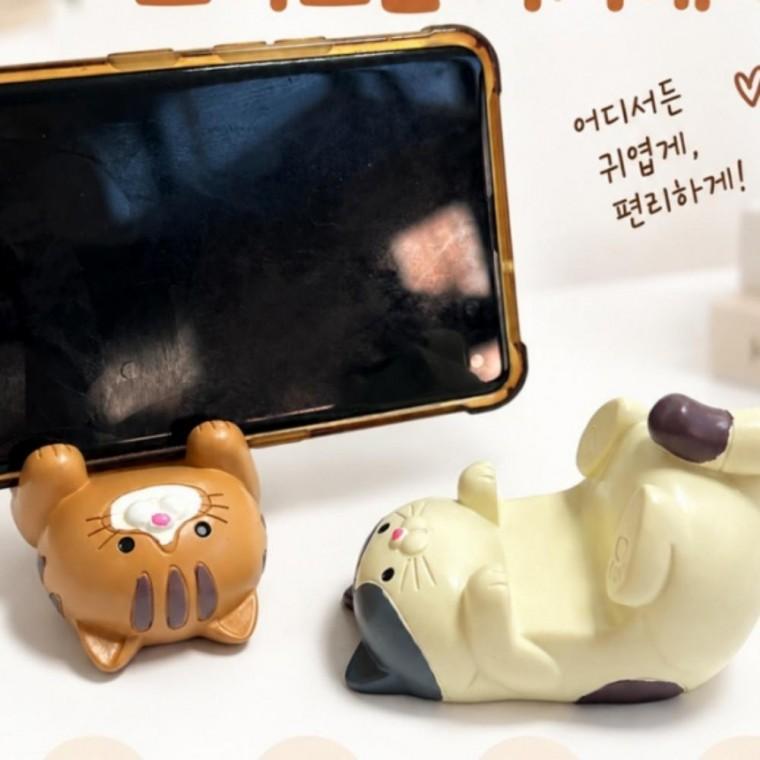 책상 고양이 거치대 디지털액세서리 디자인 모양 스마트폰 소품형