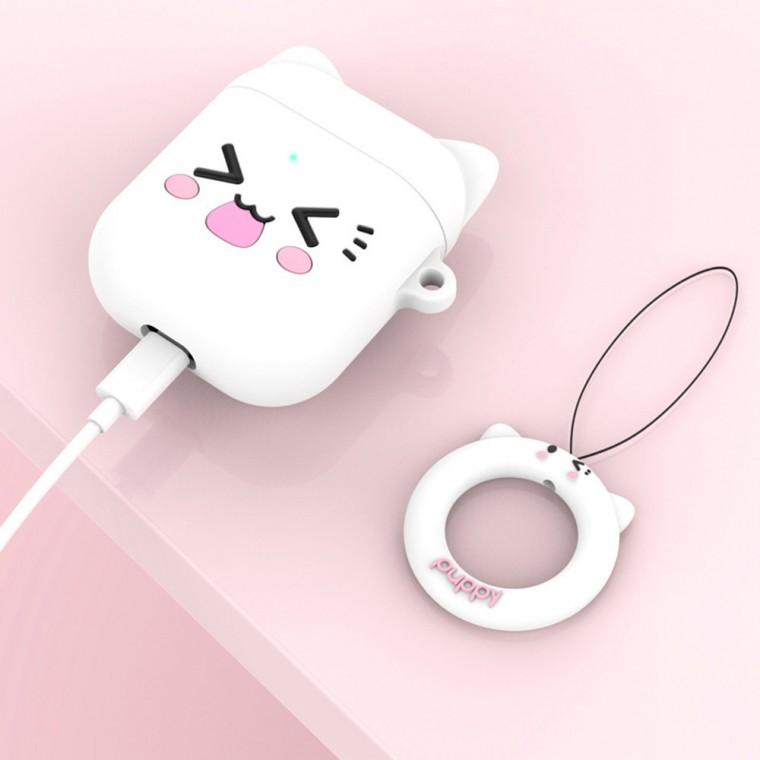 고양이 에어팟 실리콘 케이스(화이트) 에어팟실리콘커버 에어팟케이스커버