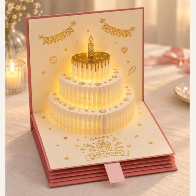 숫자 3D 멜로디 봉투 LED 입체 카드 생일 용돈 축하