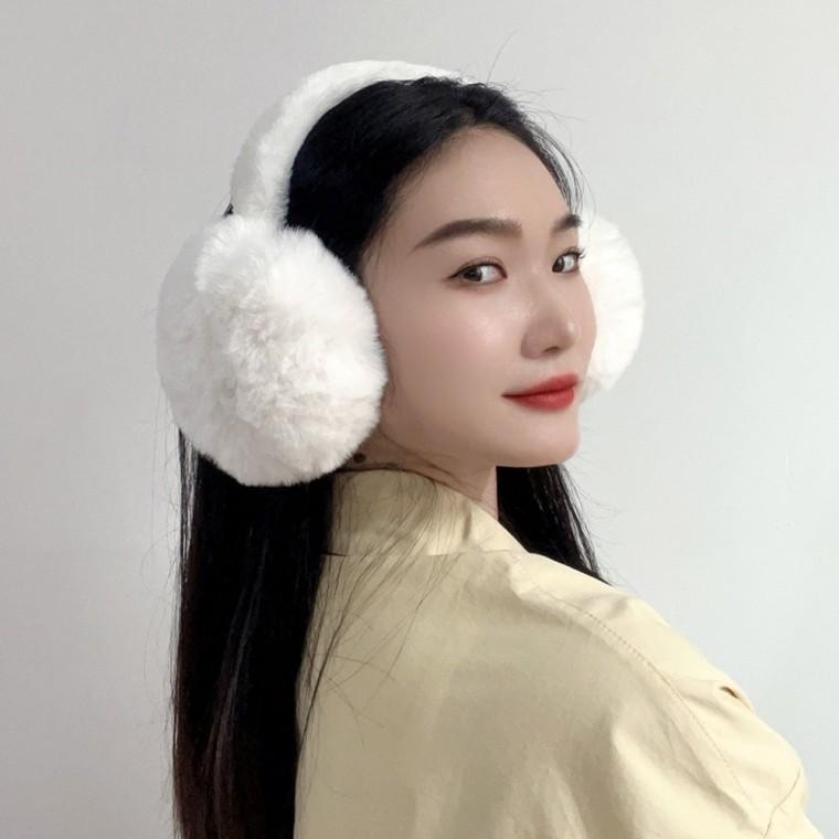 마카롱 귀마개 화이트 이어머프 귀덮개 겨울귀마개 털귀마개
