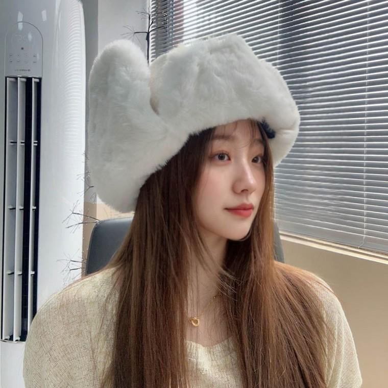 귀달이 군밤모자 아이보리 뽀글이모자 귀도리모자 퍼모자 트래퍼햇