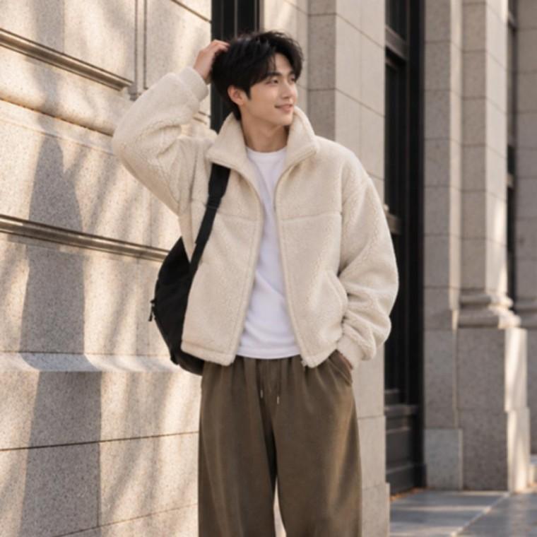 남성 겨울 하이넥 플리스 후리스 아우터 양털 점퍼 자켓