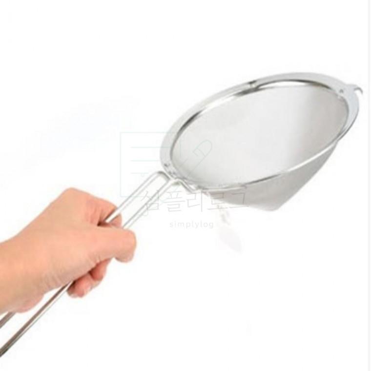 영업용 스텐 고깔 기름거름망 대 23cm 주방건지개 손잡이채망 스테인레스철망 건지기망 스텐채반