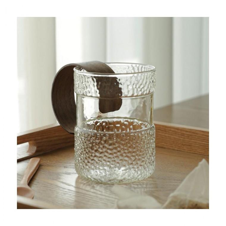 루미나D 우드홀더 내열유리잔 300ml 홈카페 음료 컵