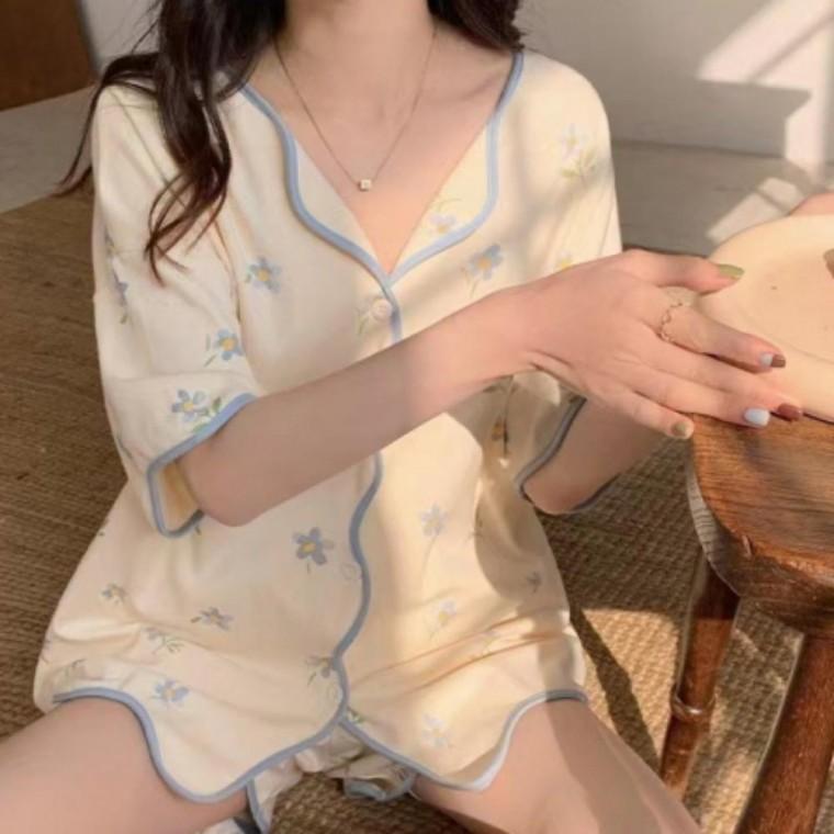 여성 루즈핏 캐릭터 반팔 파자마 잠옷 세트코튼반팔잠옷