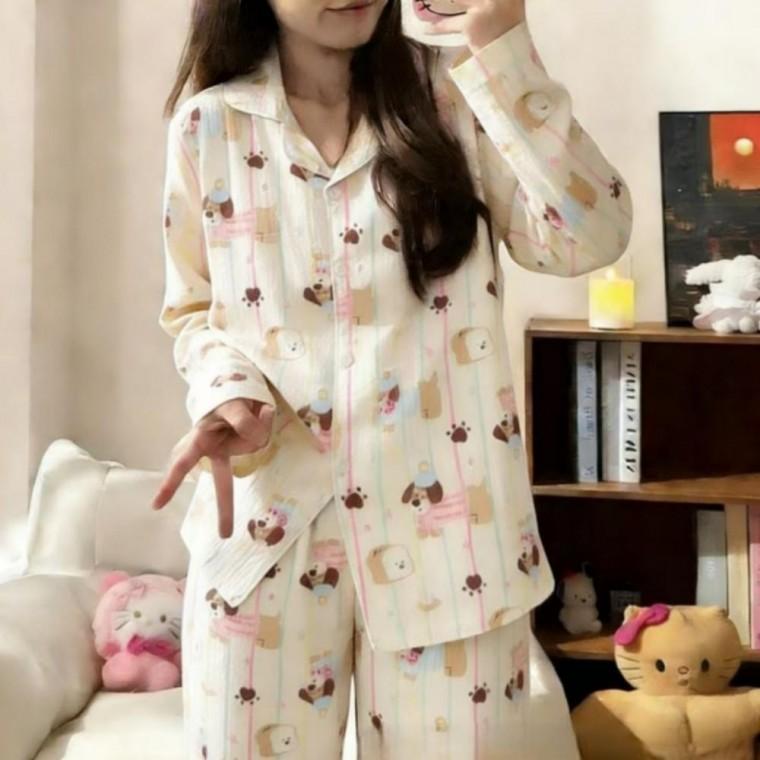 여성 캐주얼 캐릭터 홈웨어 파자마 세트코튼캐주얼홈웨어