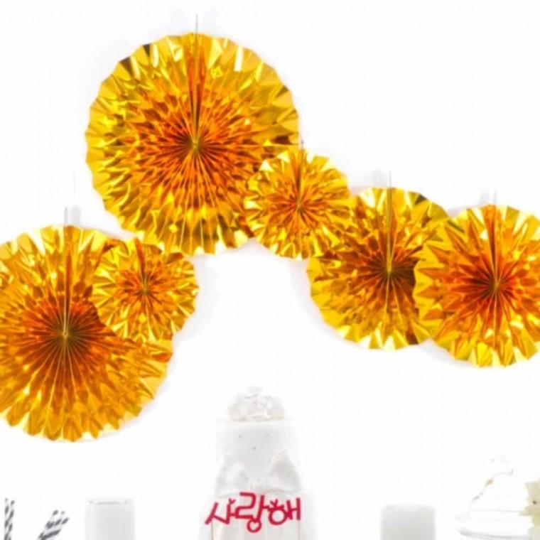 파티장식 골드 페이퍼 팬 6P 생일 파티 장식