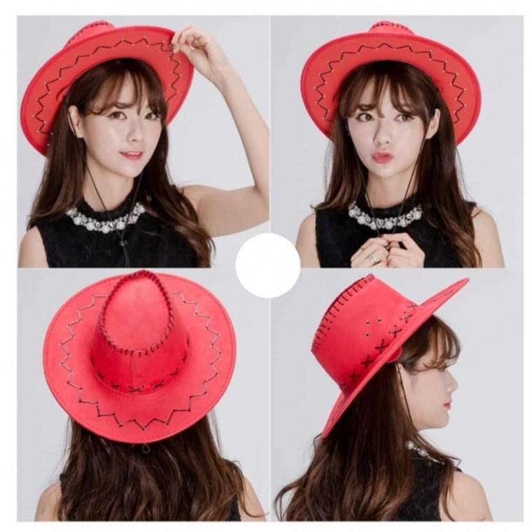 영화소품 스웨이드 카우보이 모자 서부 공연 의상 소품