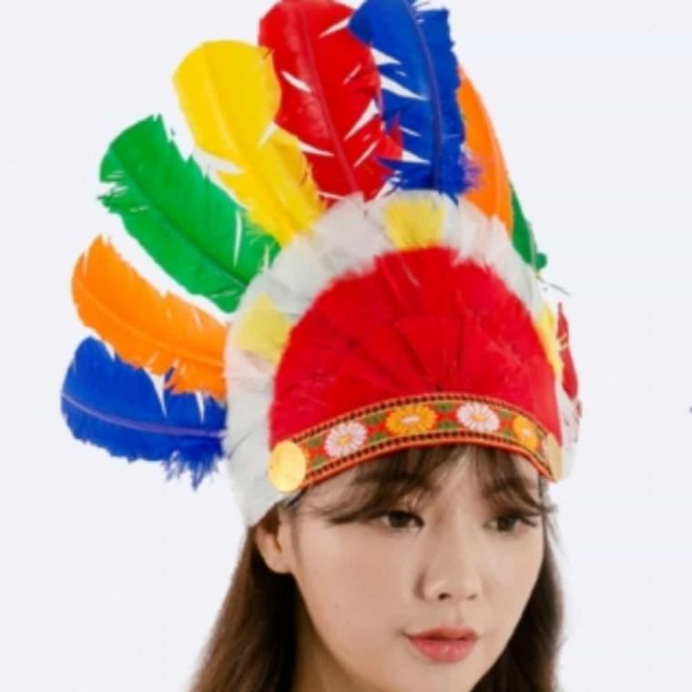 할로윈소품 대형 원주민 추장 모자 공연 파티 분장 소품