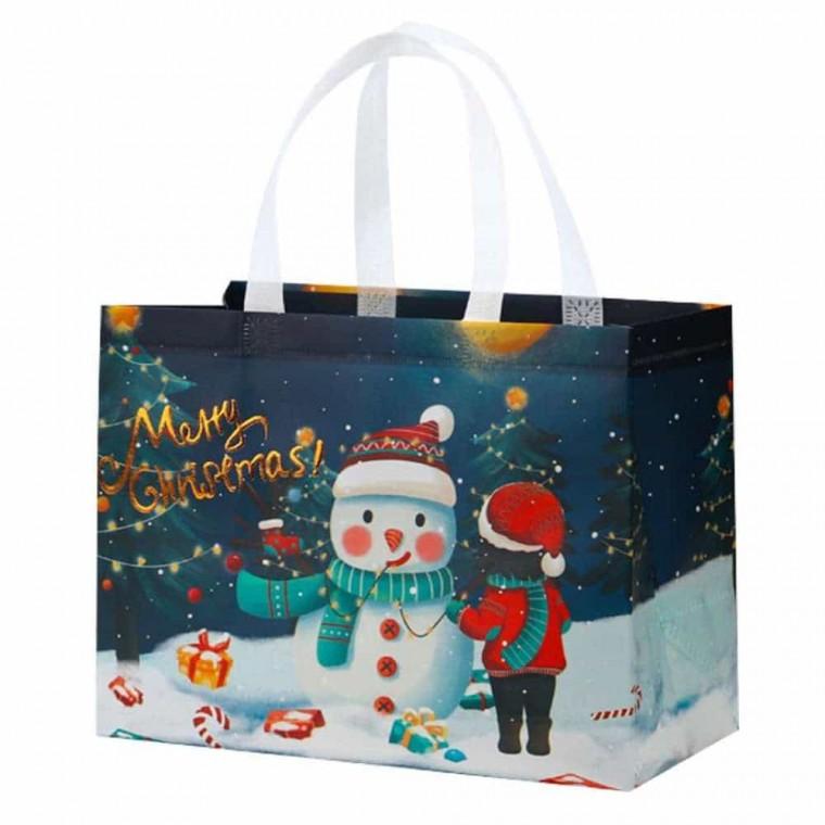 혀니추천 크리스마스 눈사람 부직포가방 6장세트(32cmx25cm) 손잡이쇼핑백