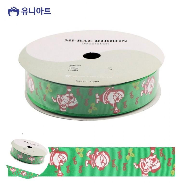포장리본끈 화분리본 공예부자재 포장타이 선물포장리본 리본 크리스마스 산타 초록 롤 폭 25mm