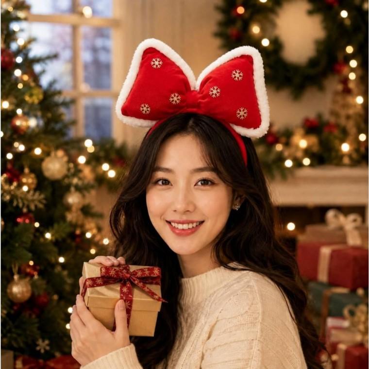 핀 장비 머리띠 소품 리본 선물 크리스마스 빨간색 장식 헤어밴드 레드 용품