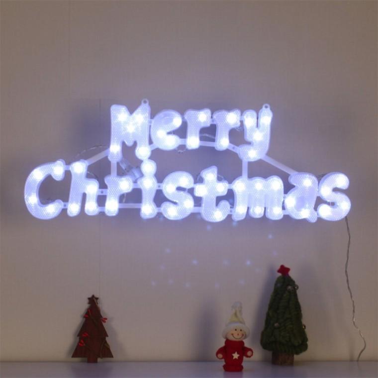 LED 메리 크리스마스 글자 백색 지니전구 49cm 전원잭포함 실내파티LED글자전구