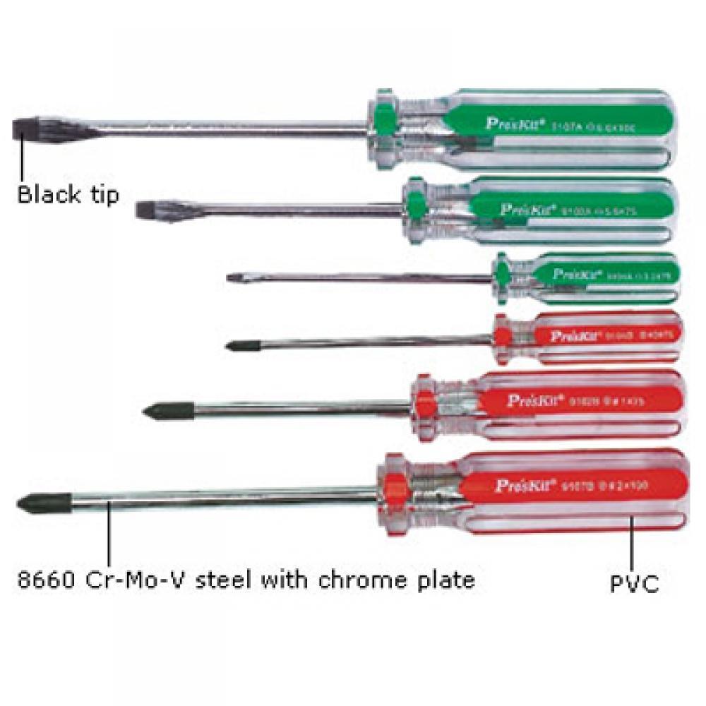 Prokit(SW-9106) 드라이버 세트 총 6pcs (십자 3종 및 일자 3종) T8298
