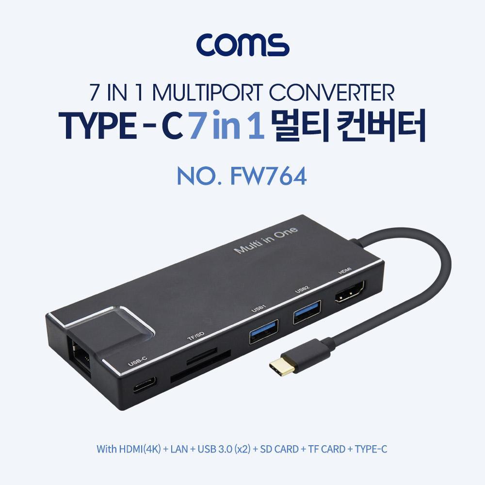7 in 1 USB Type C 멀티 허브 HDMI USB 3.0 카드리더 PD FW764