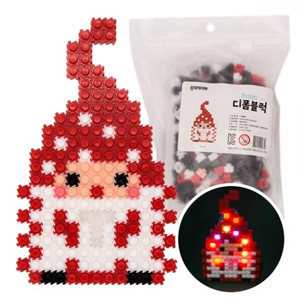 디폼블럭 8mm LED 산타요정레드 산타 패키지  (T12)