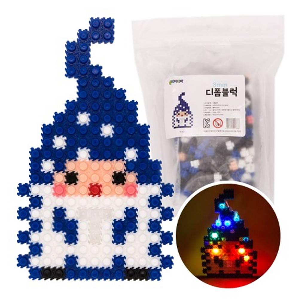 디폼블럭 8mm LED 산타요정블루 산타 패키지  (T13)