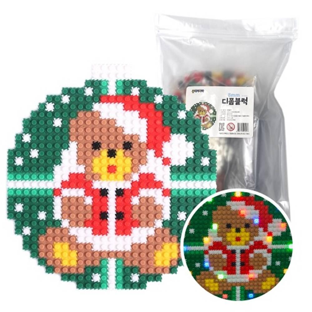 디폼블럭 8mm LED 곰돌이 산타 패키지  (T16)