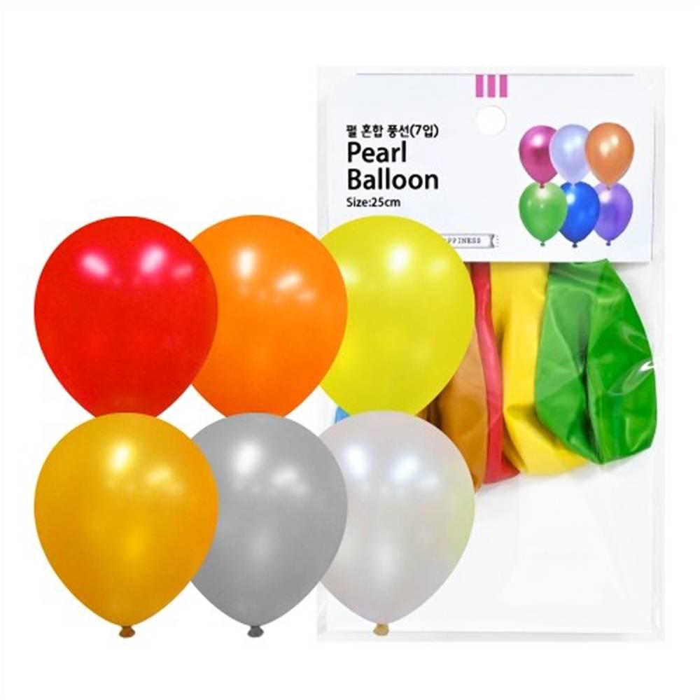 25cm 펄 풍선 혼합(7입)