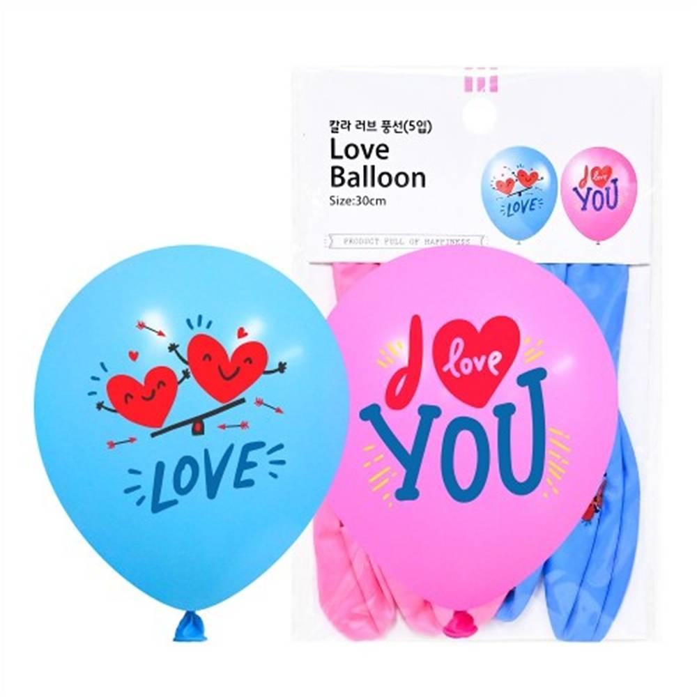 30cm 칼라러브풍선 (5입)