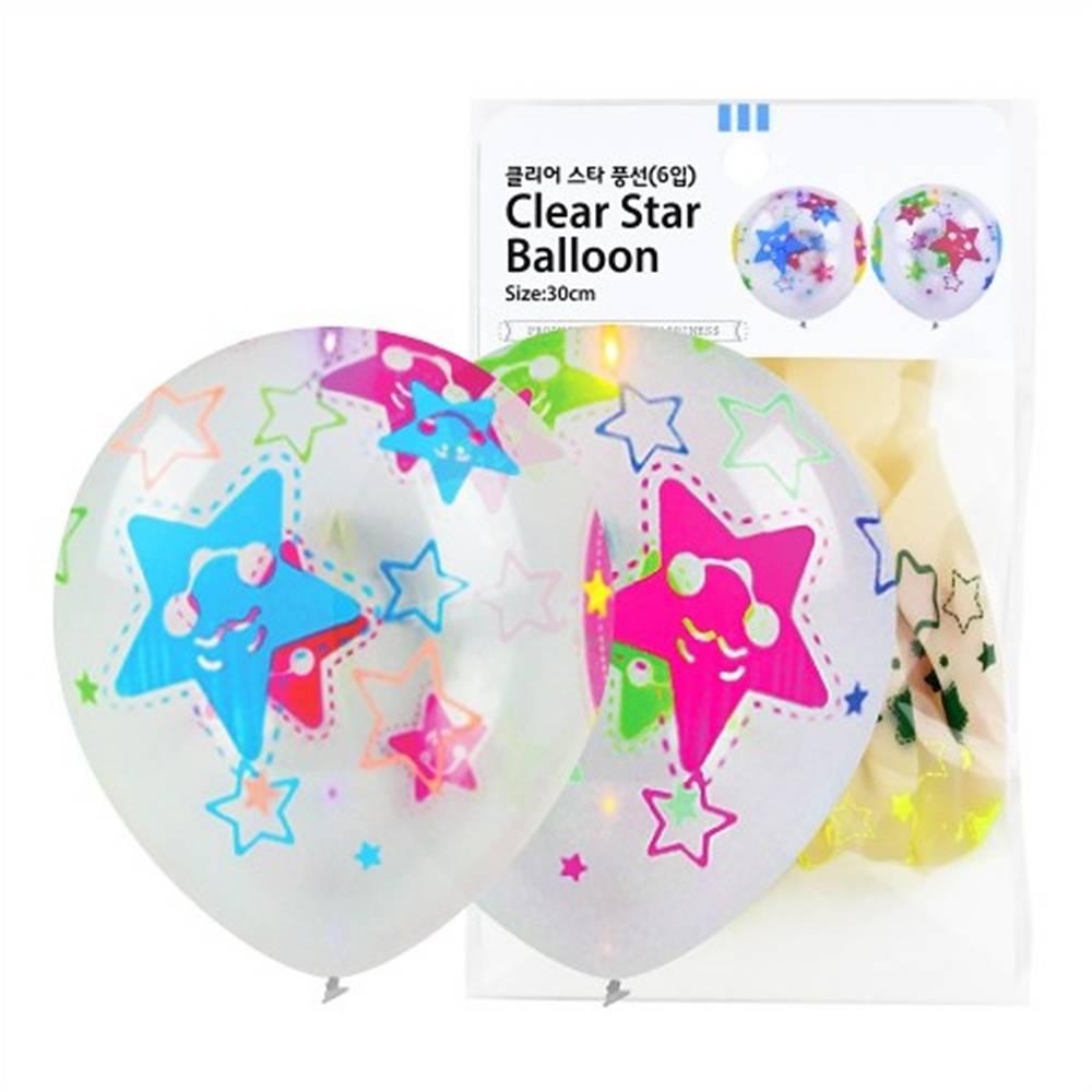 30cm 클리어 스타풍선 (6입)