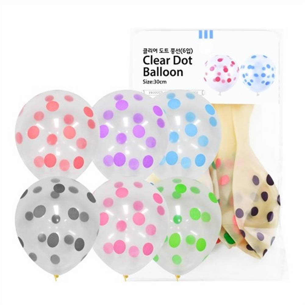 30cm 클리어 도트풍선 (6입)