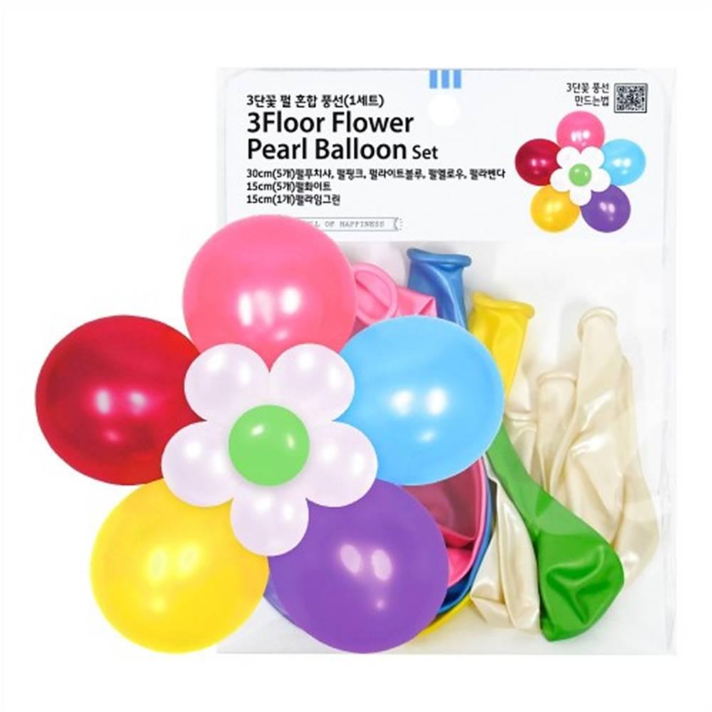 3단꽃 펄 풍선 혼합  (1세트)