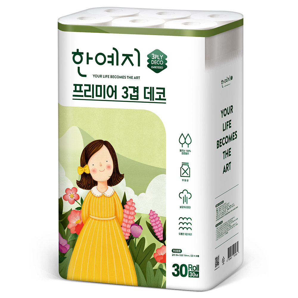 한예지 3겹 대용량 데코 프리미어 30M 30롤 (1팩)