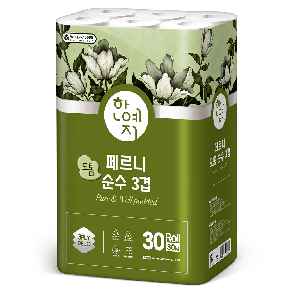한예지 페르니 도톰순수 3겹 30M 30롤 (1팩)