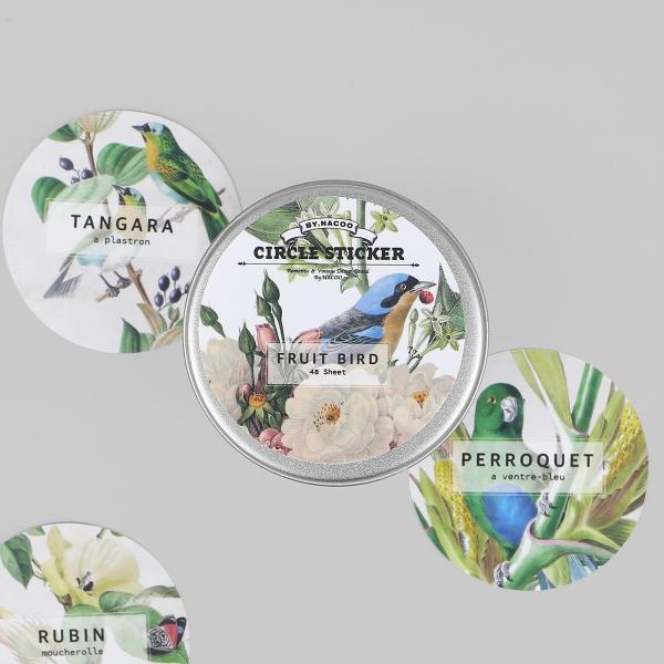 원형 스티커틴-06 푸르츠 버드