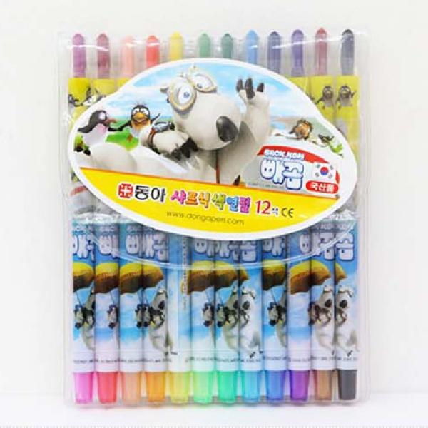 12색 돌돌이(샤프식) 색연필 빼꼼