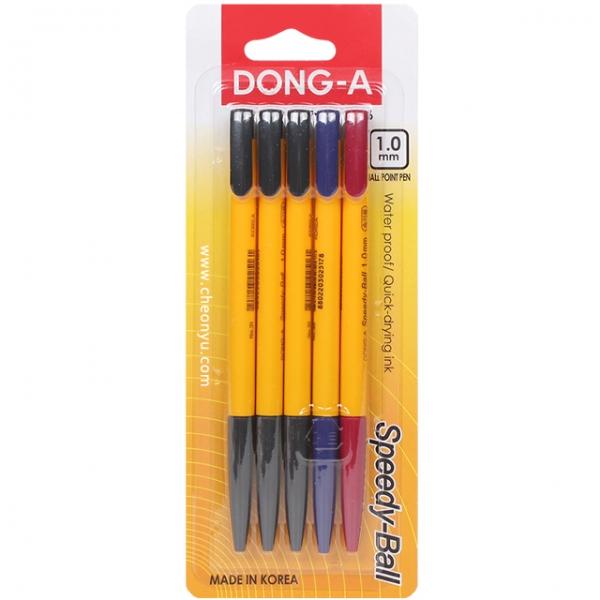 스피디볼 1.0mm볼펜 혼합5개입 세트