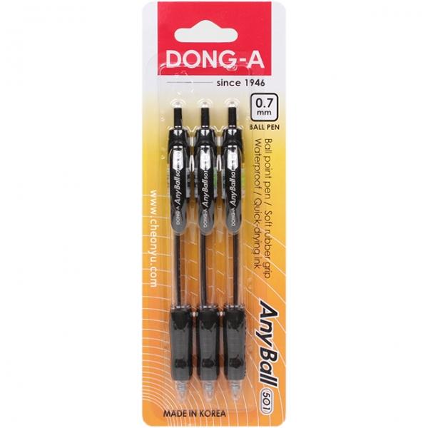 애니볼 0.7mm볼펜 블랙 3개입 세트