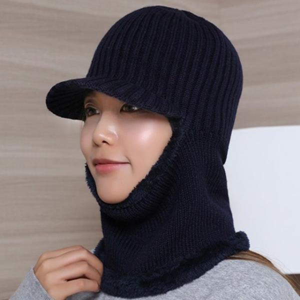 겨울 방한 패션 브리드 넥워머 털모자 네이비 선물