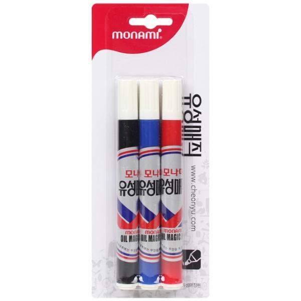 유성매직 흑청적 혼합 3개입