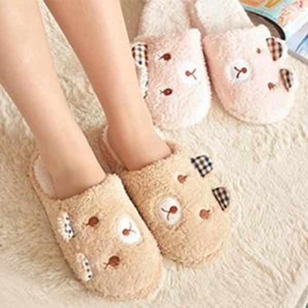 곰인형 털 슬리퍼 겨울 사무실 보온 털 실내화 거실화