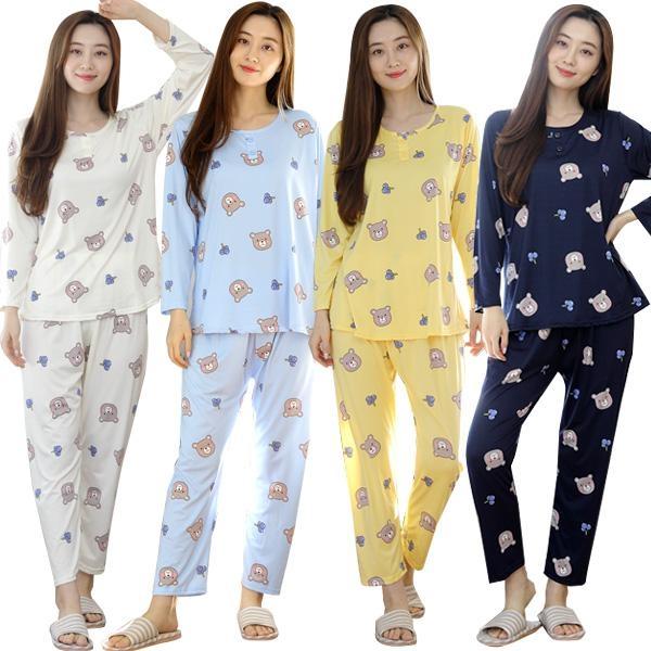 여성 잠옷 세트 곰돌이 주니어 피치원단 실내복 파자마 가을 겨울 상하세트