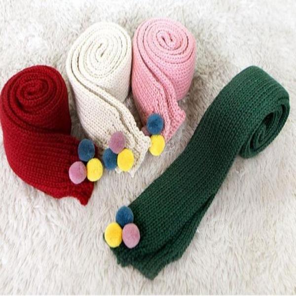 아동용 삼색방울 쁘띠목도리 /겨울/니트/쁘띠