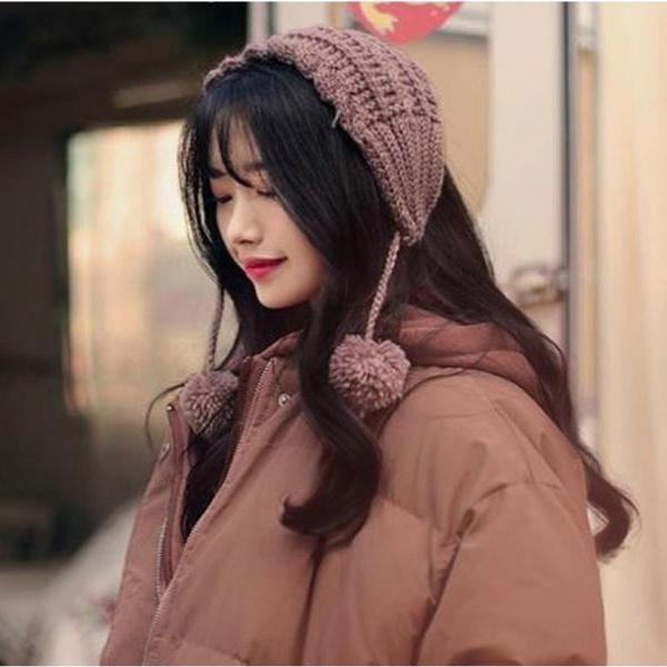 와이드 방울 귀도리/겨울/니트