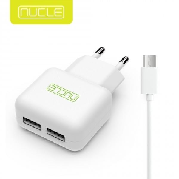 [뉴클]USB 2포트 가정용 충전기 2.1A(5핀 케이블 포함)