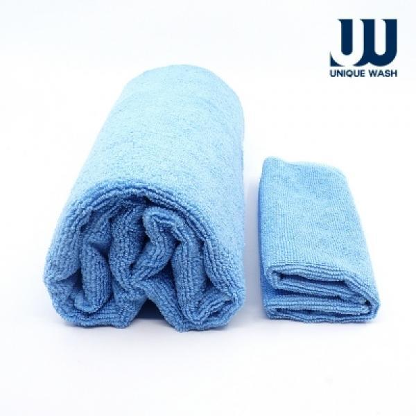 유니크워시 UW-003 초극세사 다용도 세차타월 세트 700X900mm+300X300mm   드라잉 유리 광택 등 다용도