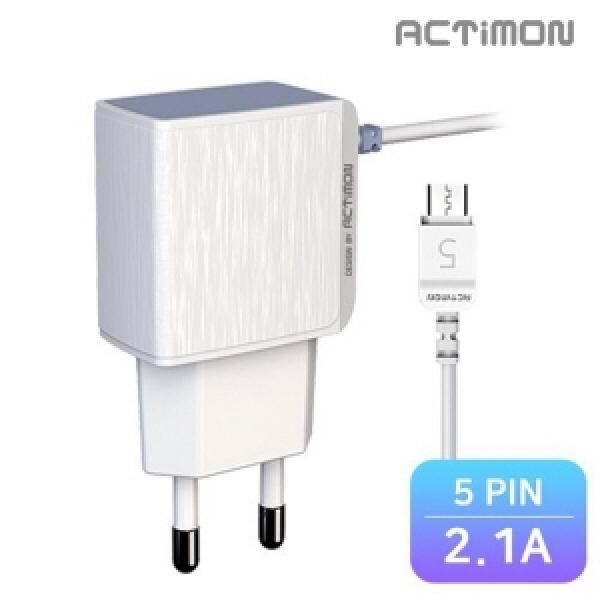 [엑티몬]마이크로5핀 일체형 가정용충전기(2.1A)